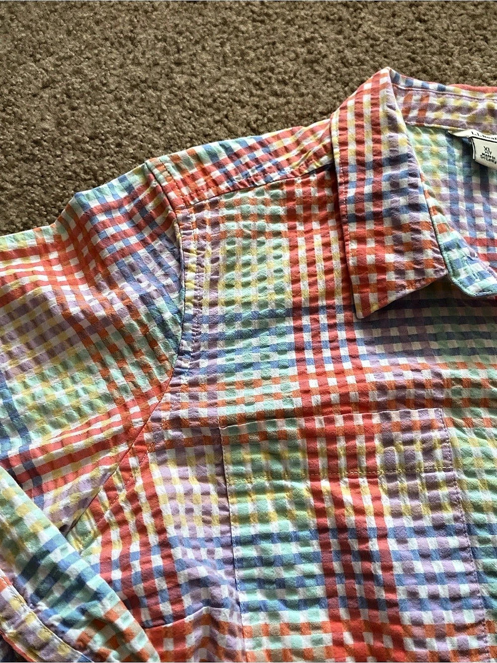 L.L.Bean Plaid Cotton Button Down XL PET Like New - Picture 6 of 10